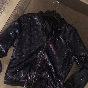 Sequins zipper jacket